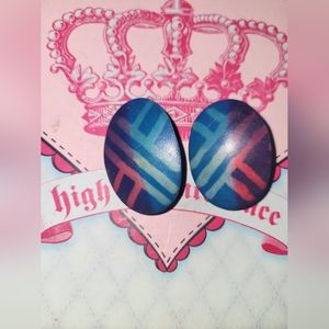 Blue Wooden Earrings